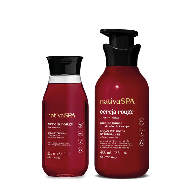 Combo Nativa Spa Cereja Rouge: Loção Corporal 400ml + Sabonete Líquido 250ml | O Boticário | oBoticario (BR)
