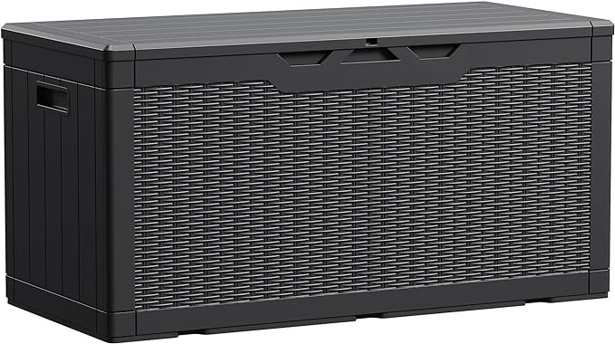 Devoko 100 Gallon Waterproof Large Resin Deck Box Indoor Outdoor Lockable Storage Container for P... | Amazon (US)
