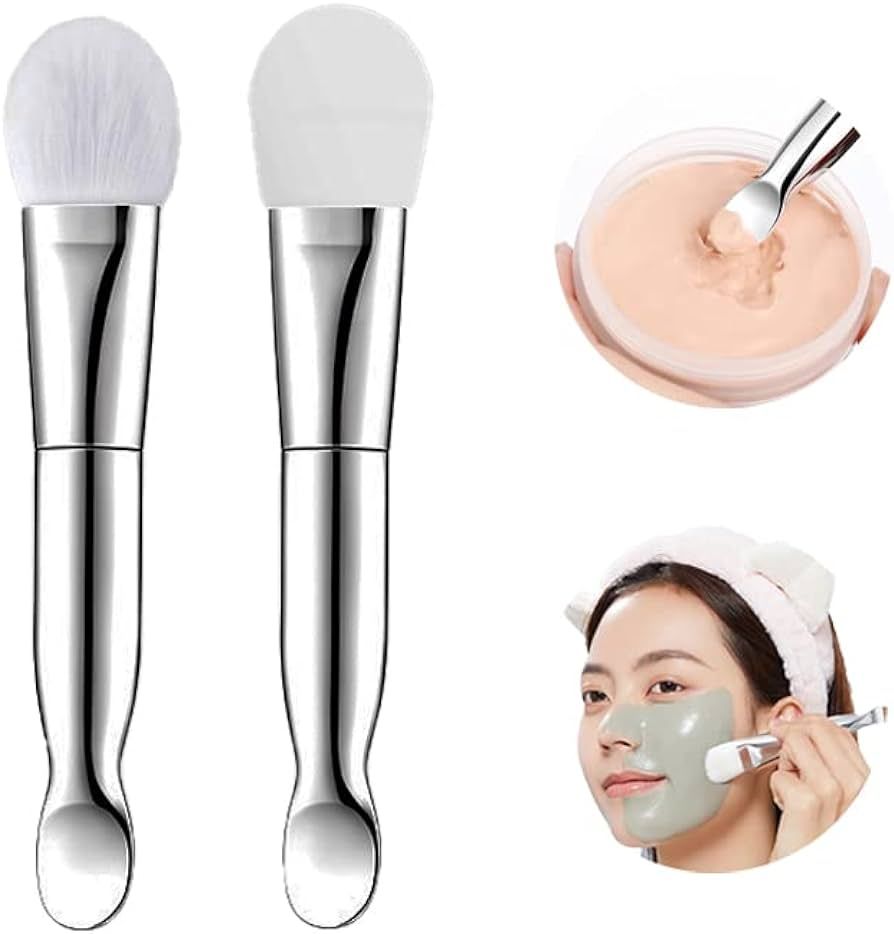 Face Mask Brush 2Pcs, Jrsoul He Face Mask Applicator Double-Ended, Suitable For Mud, Clay, Charco... | Amazon (US)