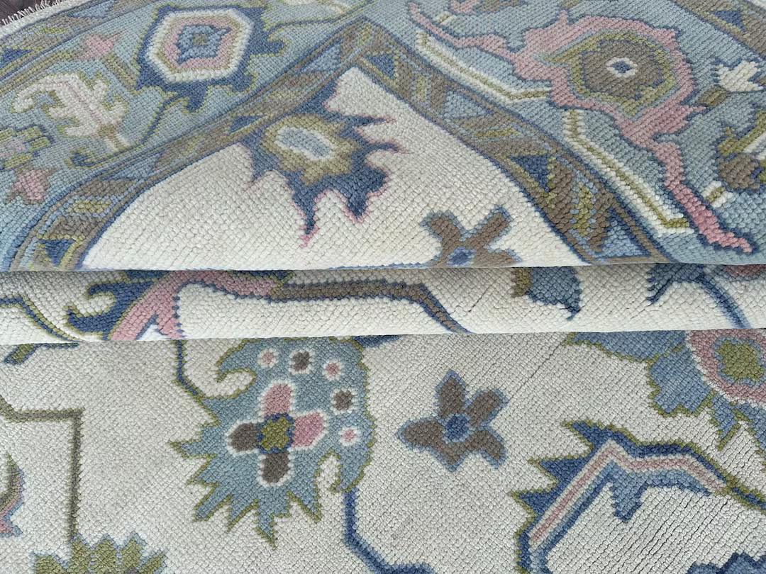 Elegant Indo Oushak Rug, Hand Knotted Perfection for Living Spaces. Sizes: 4x6 to 12x15 Ft. A Fus... | Etsy (US)