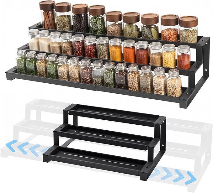 3-Tier Spice Rack Organizer for Kitchen Cabinet or Pantry, 16"-29" Expandable Spice Organization ... | Amazon (US)