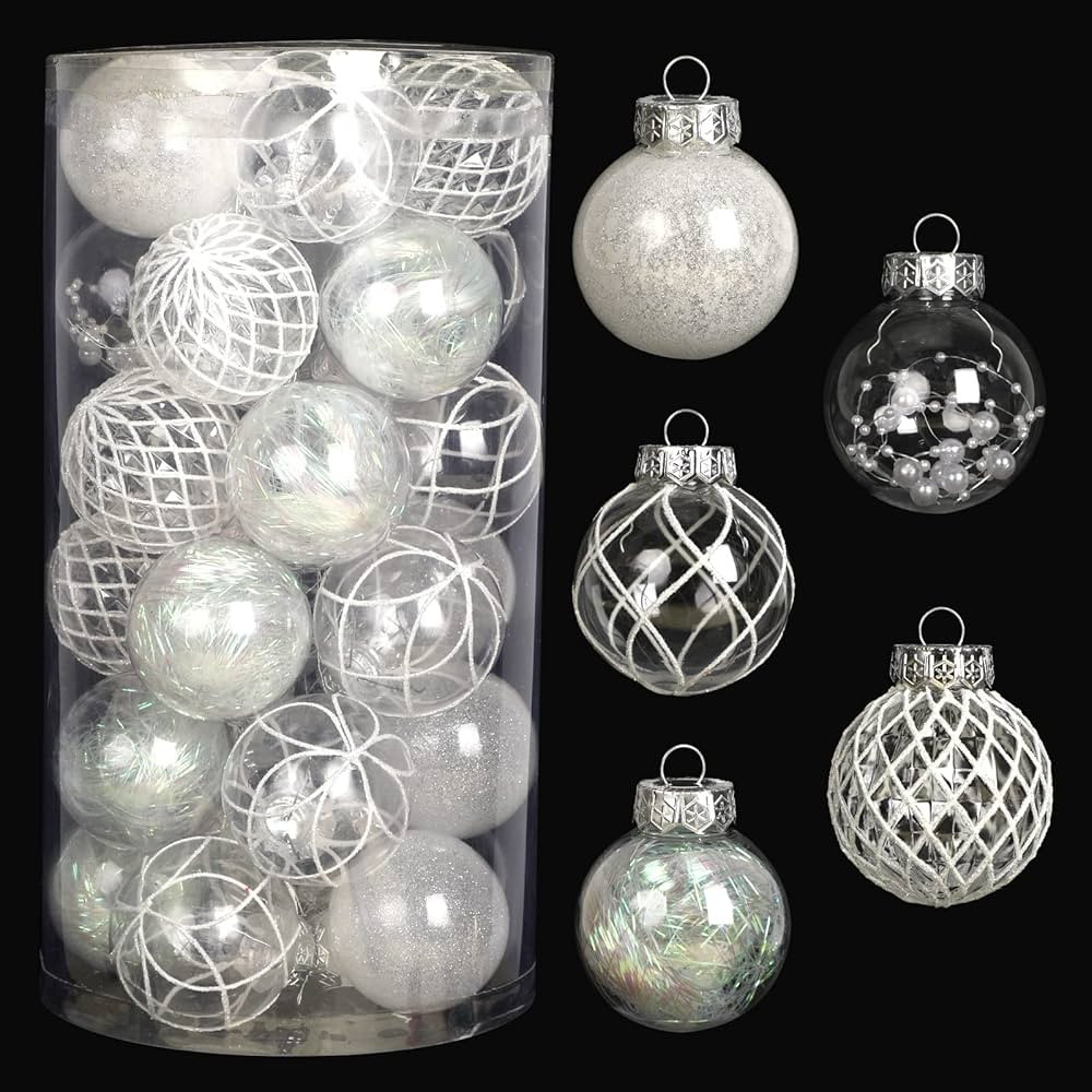 Clear Christmas Ball Ornaments, 30ct 2.36 Inch White Christmas Ornaments Balls for Christmas Tree... | Amazon (US)