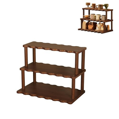 STEHEMO Wooden Mug Holder Countertop, 3 Tier Coffee Cup Holder Mug Display Coffee Mug Organizer Mug Rack for Coffee Station Organizer Mug Shelf for Cabinet for Kitchen, Home,40cm | Amazon (US)