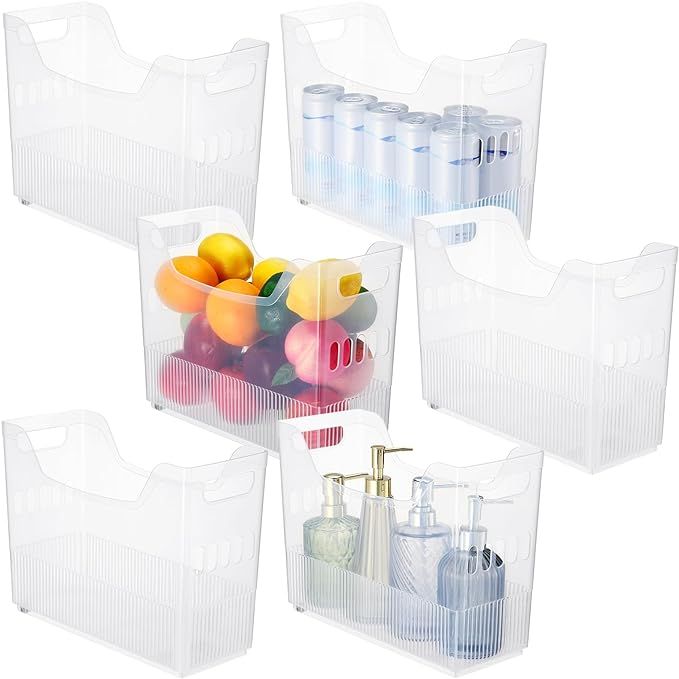 6 Pcs Freezer Organizer Bins Clear Plastic Pantry Organizer and Storage 3 Size Tall Narrow Kitche... | Amazon (US)