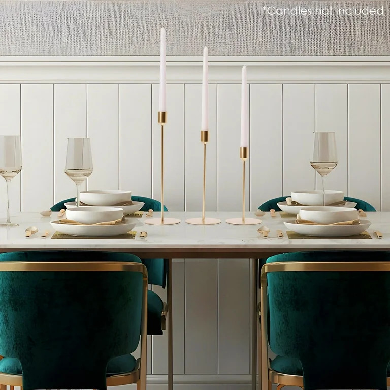 Crystal Art Gallery Indoor Modern Metal Gold Unscented Tealight Candle Stick Holder Set of 3 | Walmart (US)