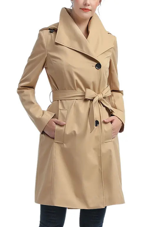 Kimi & Kai Elsa Hooded Trench Coat in Tan at Nordstrom, Size X-Large | Nordstrom