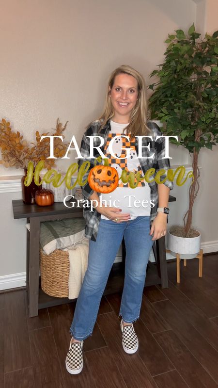 Sharing some fun Halloween graphic tees from Target!! 🎃 I sized up to a large in both graphic tees at 28+ weeks pregnant. My jeans and flannel are also from Target and all under $30 because the jeans are on sale!!! 

Halloween, fall outfits, maternity, jeans, Halloween outfit, Target style, Target 

#LTKbump #LTKstyletip #LTKHalloween