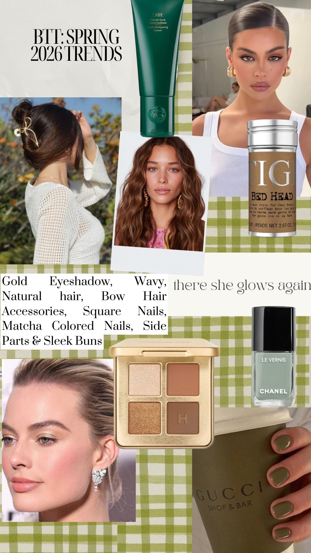 BTT Spring 2026 Beauty Trends

Gold Eyeshadow, Wavy Natural Hair, Bow Hair Accessories, Side Parts & sleek buns, Square nails, matcha latte colored nails

#LTKselfcare #LTKSeasonal #LTKBeauty