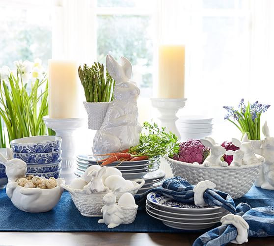 Bunny Basket Ironstone Serving Bowl | Pottery Barn (US)