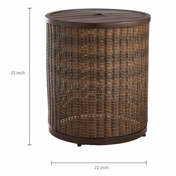Highland Umbrella Patio Table, Brown Wicker | At Home