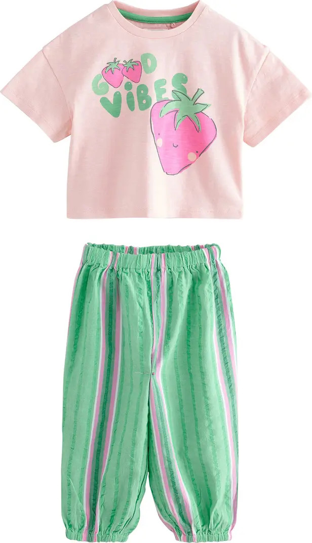 NEXT Kids' Cherry Good Vibes Cotton Graphic T-Shirt & Pants Set | Nordstrom | Nordstrom