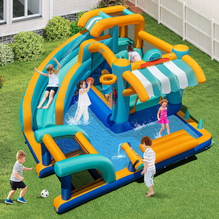 Inflatable Water Slide Bounce House Kids Jump Castle with 750W Blower | Costway US Affiliate