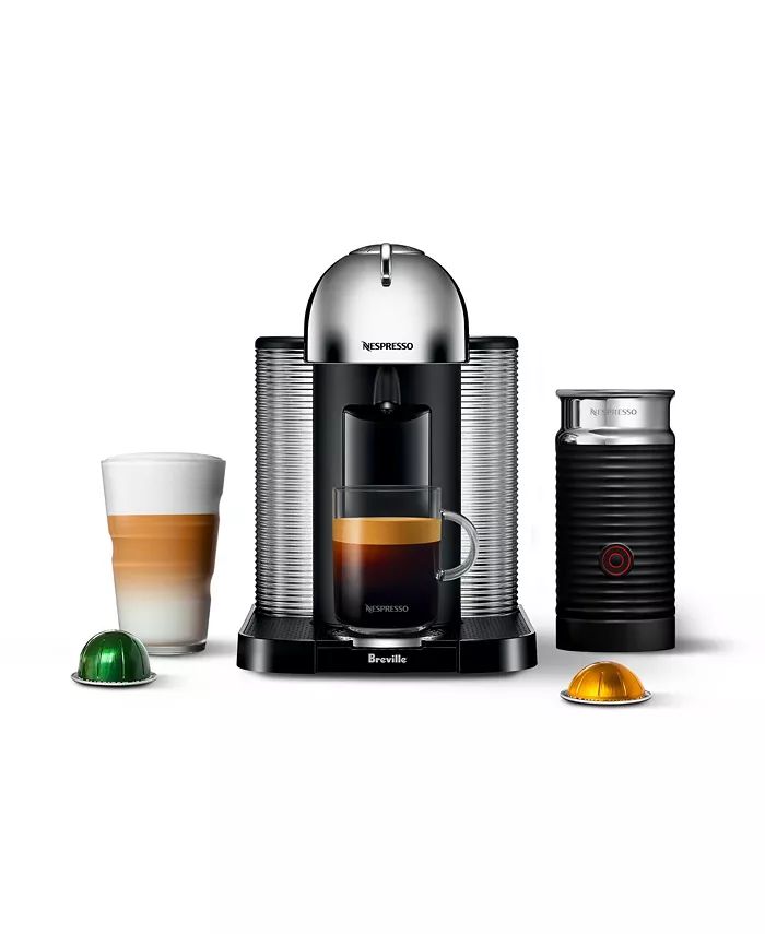 Vertuo Coffee and Espresso Maker by Breville, Chrome with Aeroccino Milk Frother | Macys (US)