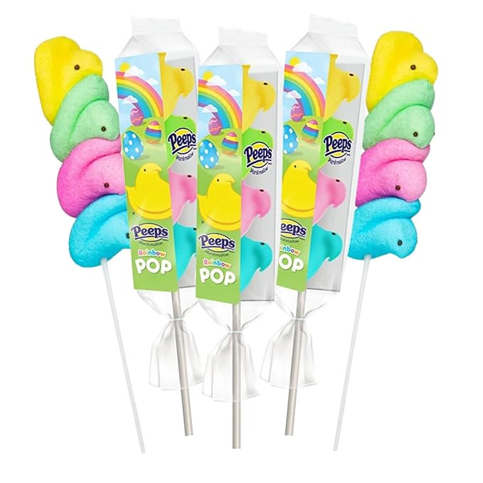 Rainbow Marshmallow Easter Peeps Candy Chicks on a Stick Lollipop, Pack of 3 | Amazon (US)