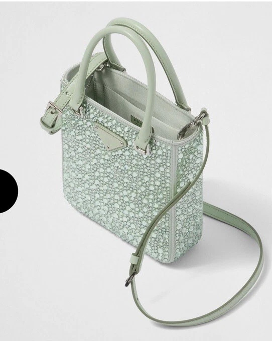 Prada Small Crystal Studded Satin Tote Bag | eBay US