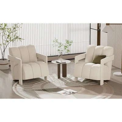Of 2 Leisure Armchairs - 26.3'' Armchair With L-shaped For Cozy Living Space Room And Seat Cushion | Wayfair North America