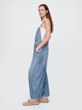 UltraSoft Denim Horseshoe Overalls | Gap (US)