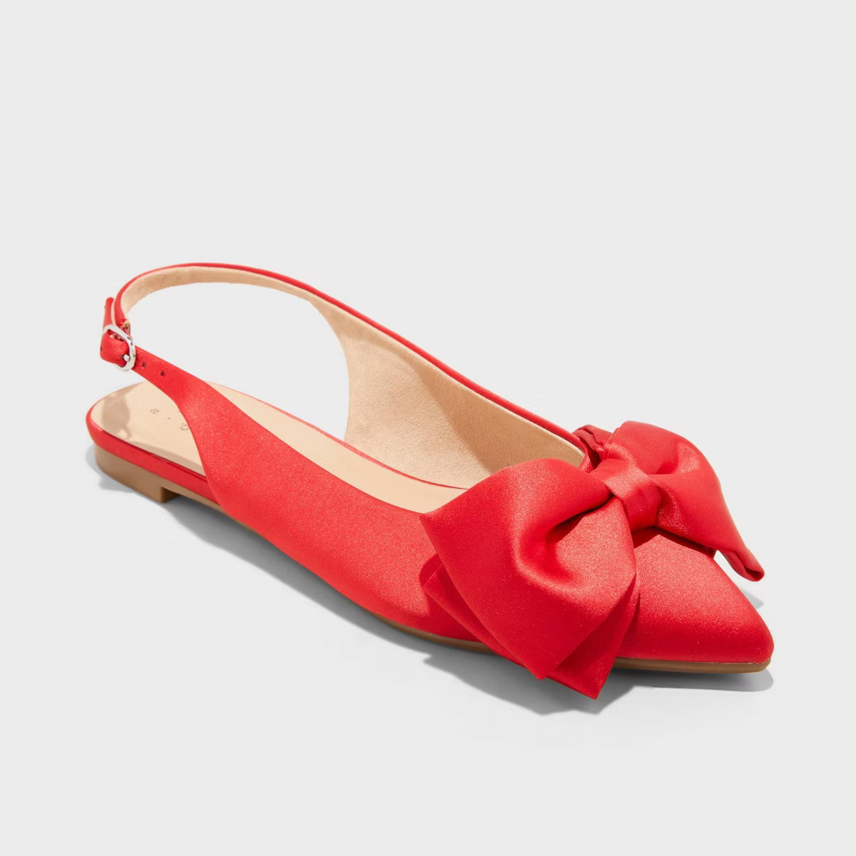 Women's Shelby Bow Slingback Ballet Flats with Memory Foam Insole - A New Day™ Red 7.5 | Target