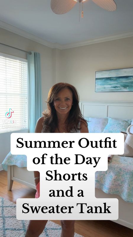 Summer outfit of the day. The softest 5” shorts and the prettiest double v-neck sweater. An outfit that you don’t need to think about because it just looks good. 
kimbentley, vacation outfit, spring outfit, Southern Tide

#LTKsalealert #LTKover40 #LTKVideo