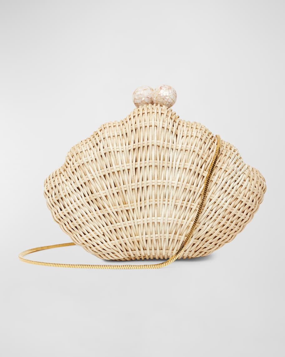 Shell Rattan Clutch Bag | Neiman Marcus