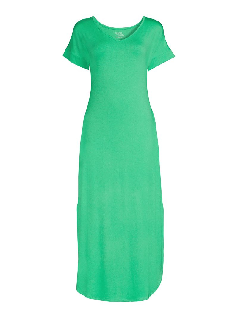 Time and Tru Women's Maxi Dress with Short Sleeves, Sizes XS -XXXL | Walmart (US)