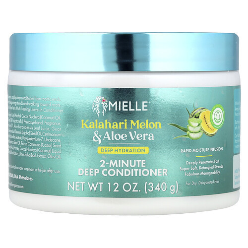 Mielle, Deep Hydration 2-Minute Deep Conditioner, For Dry, Dehydrated Hair, Kalahari Melon & Aloe Vera, 12 oz (340 g) | iHerb