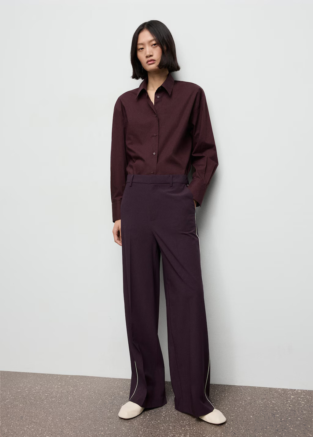 Side striped trousers maroon - Woman - 10 - MANGO | Mango (US/MX/AU)