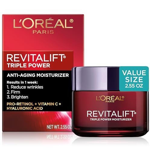L'Oreal Paris Revitalift Triple Power Anti-Aging Face Moisturizer, Pro Retinol, Hyaluronic Acid & Vitamin C, Reduce Wrinkles 2.55 Oz | Amazon (US)
