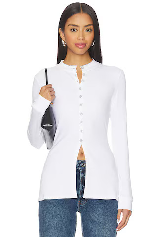 ALIGNE Daphne Rib Placket Top in White from Revolve.com | Revolve Clothing (Global)