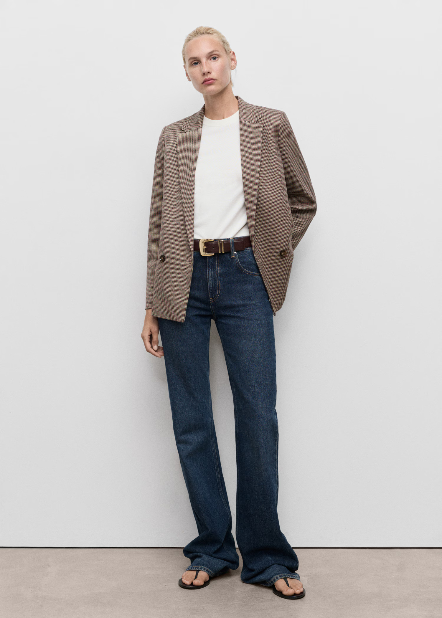 Micro-houndstooth double-breasted jacket - Women | MANGO USA | Mango (US/MX/AU)