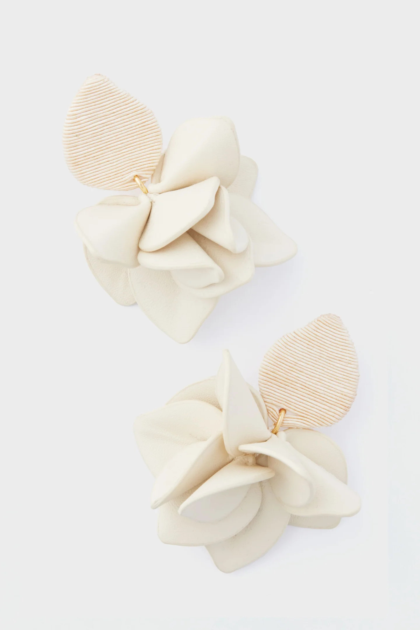 Cream Silk and Leather Orchid Earring | Tuckernuck (US)