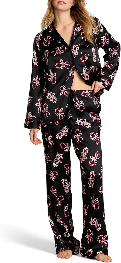 Victoria's Secret Satin Pajama Set, Long Sleeve Button Down Shirt & Pants, Sleepwear for Women (X... | Amazon (US)