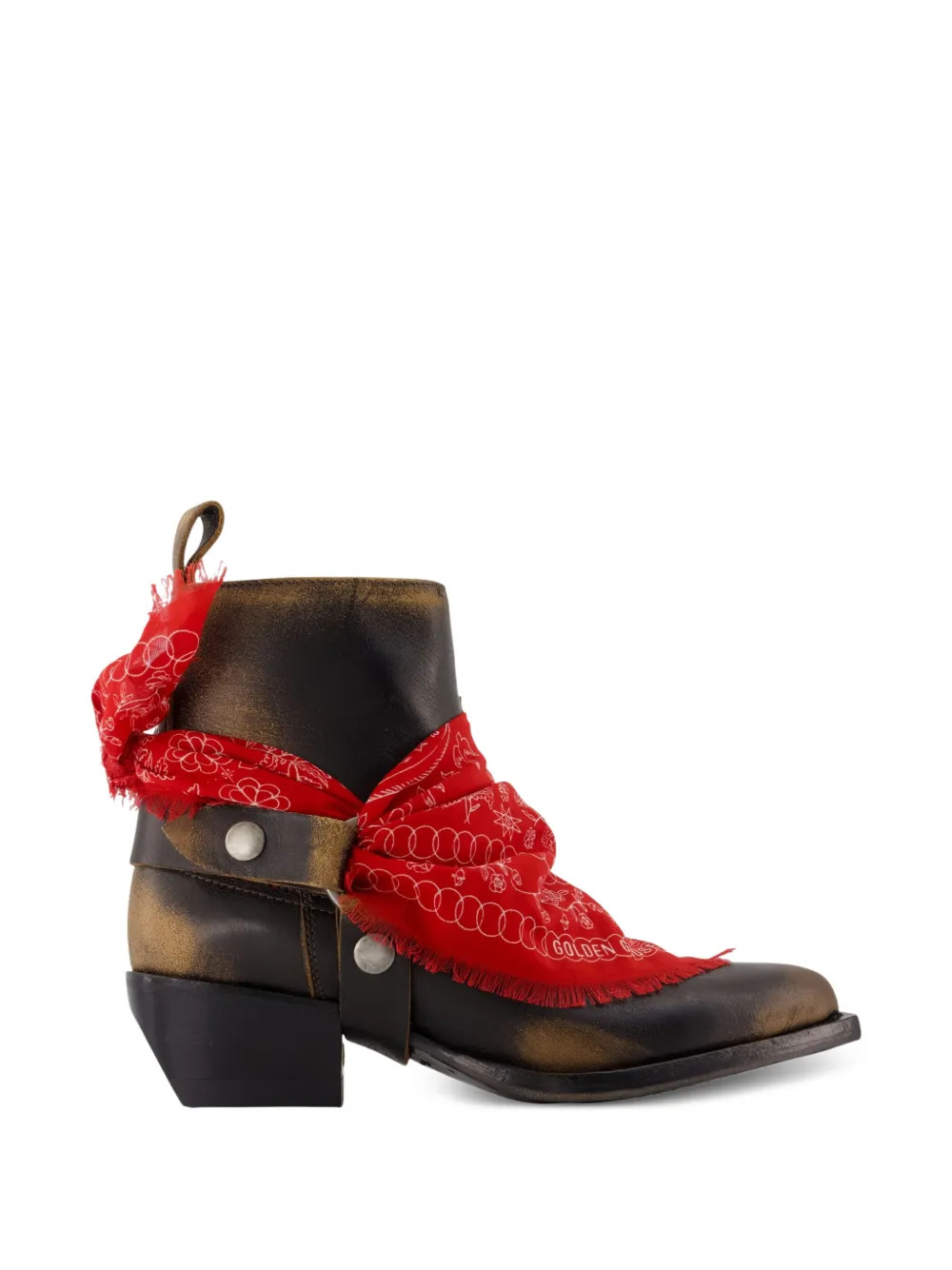 Golden Goose Debbie boots in black leather with removable buckle and bandana - Brown | Farfetch Global