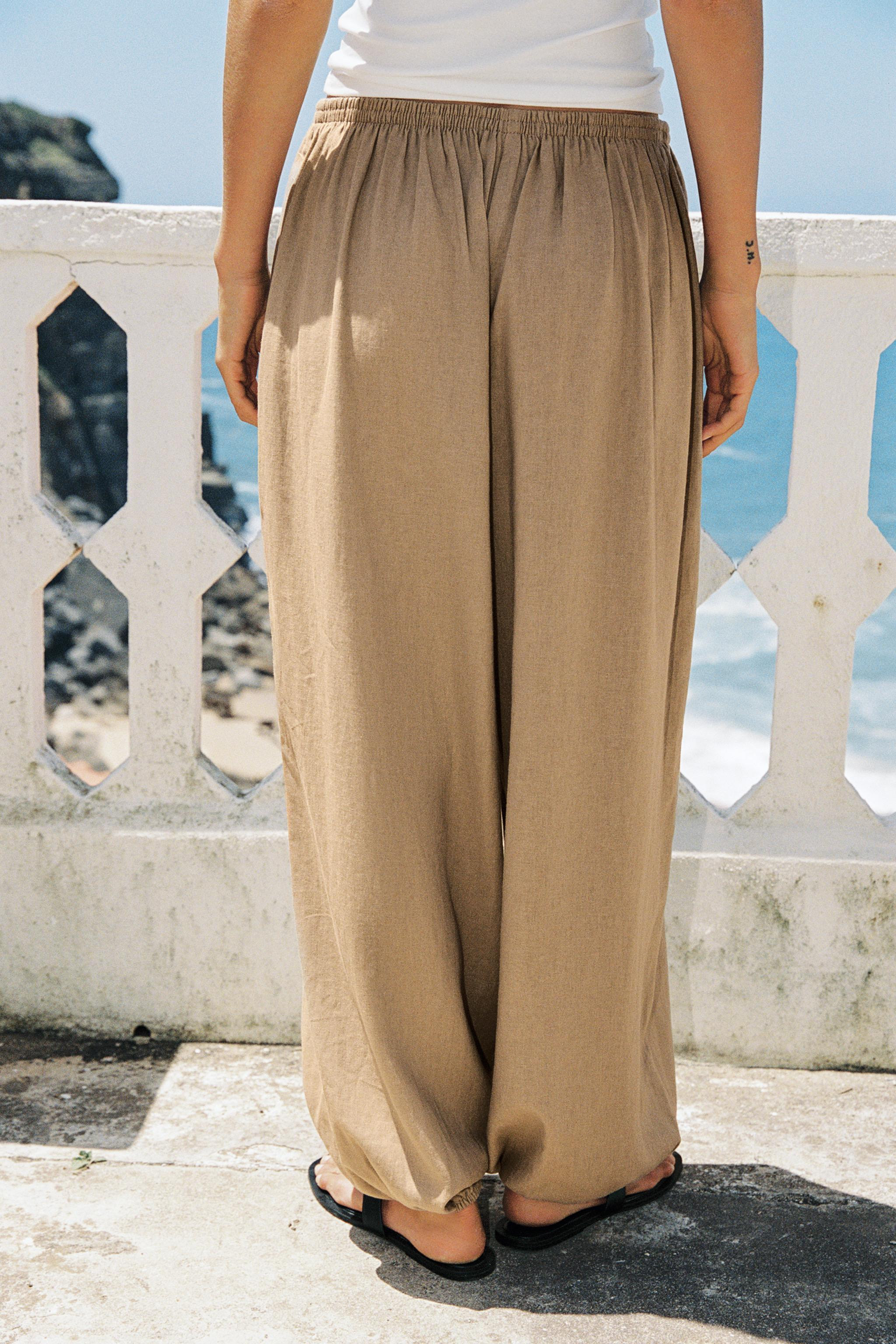 LINEN BLEND SAROUEL TROUSERS | Zara UK