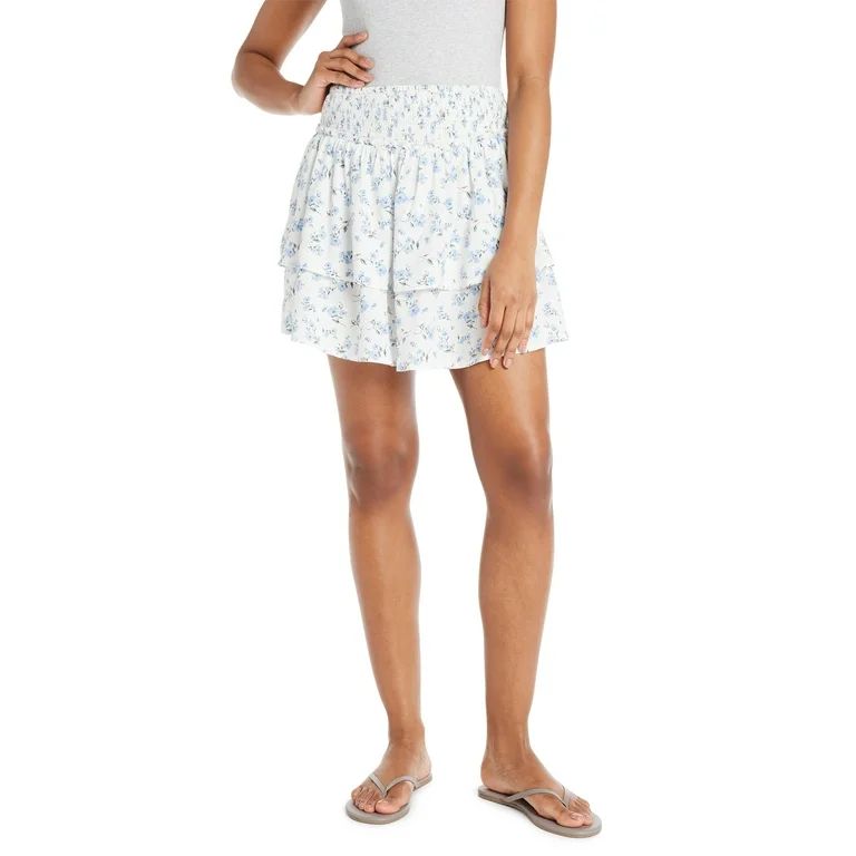 No Boundaries Women’s Floral Tier Mini Skirt, Sizes XS-3XL - Walmart.com | Walmart (US)
