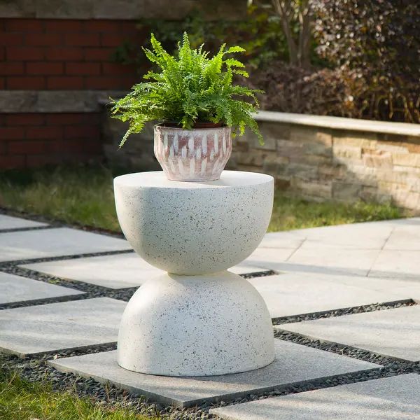 Glitzhome 18"H Modern Multi-functional MGO Faux Terrazzo Garden Stool Plant Stand Accent Table - ... | Bed Bath & Beyond