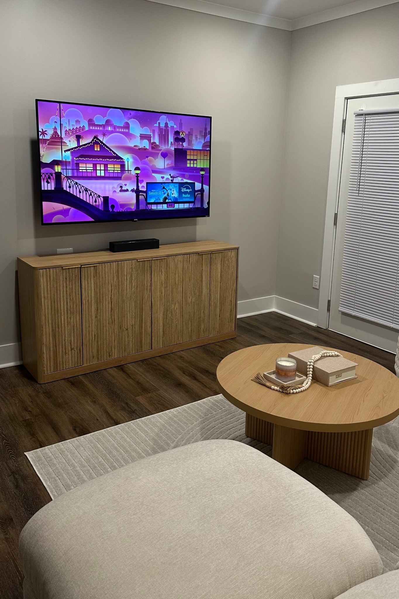 NATURAL OAK AESTHETIC TV STAND 

- perfect for tv’s up to 75 inches 
- storage cabinets 
- fluted style 
- easy assembly and instructions 

#LTKHome #LTKGiftGuide #LTKHoliday