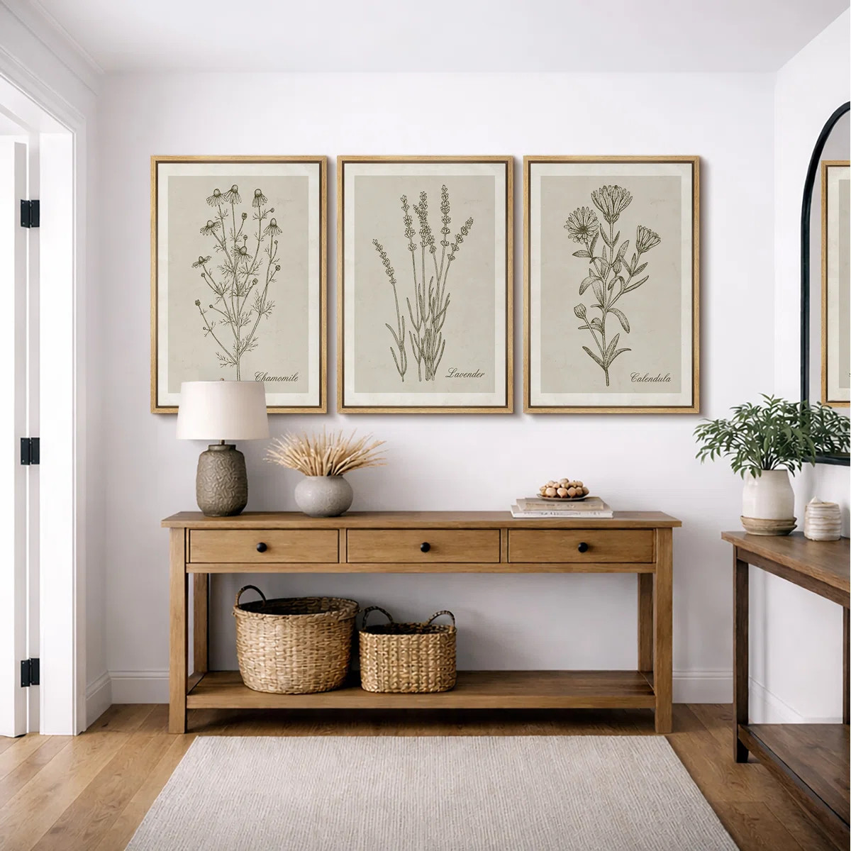 Minimal Botanical "Green Wildflower Modern Artwork, Simple Minimalist Floral Wall Pictures, Frame... | Wayfair North America
