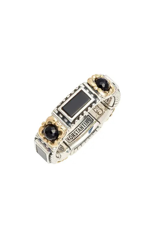 Konstantino Calypso Band Ring in Silver/Gold/Onyx at Nordstrom, Size 8 | Nordstrom