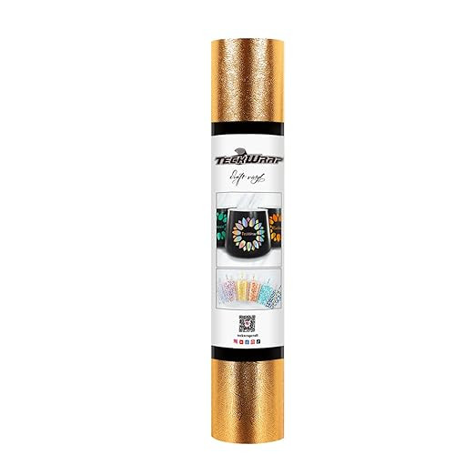 TECKWRAP Gold Metallic Textured Chrome Vinyl Adhesive Vinyl for DIY Craft1ft x 5ft, Gold | Amazon (US)