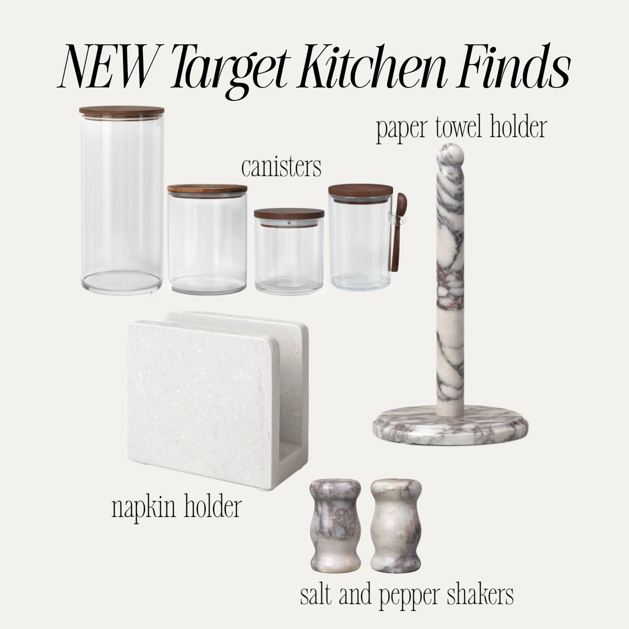 New target kitchen finds. Canisters for organization, marble paper towel holder, marble salt and pepper shakers and marble napkin holder

#target #kitchen #marble

#LTKmomlife #LTKHome #LTKSeasonal