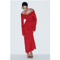 Therese Off Shoulder Ruched Maxi Dress - Red I MESHKI I Size XS | MESHKI US