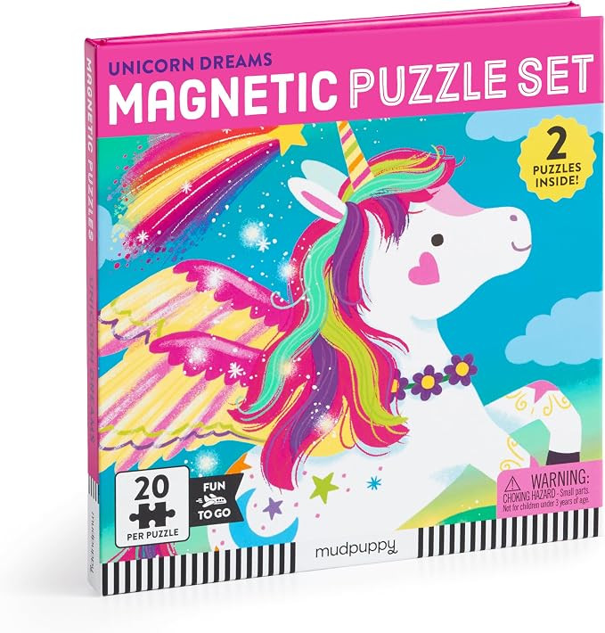 Mudpuppy Unicorn Dreams - Tri Fold Magnetic Puzzles Featuring Two 20 Piece Unicorn Magic Themed A... | Amazon (US)