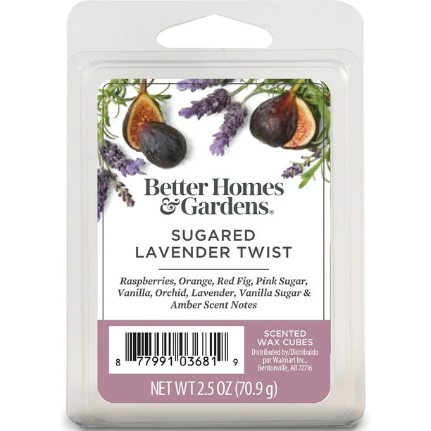 Sugared Lavender Twist Scented Wax Melts, Better Homes & Gardens, 2.5 oz (1-Pack) - Walmart.com | Walmart (US)