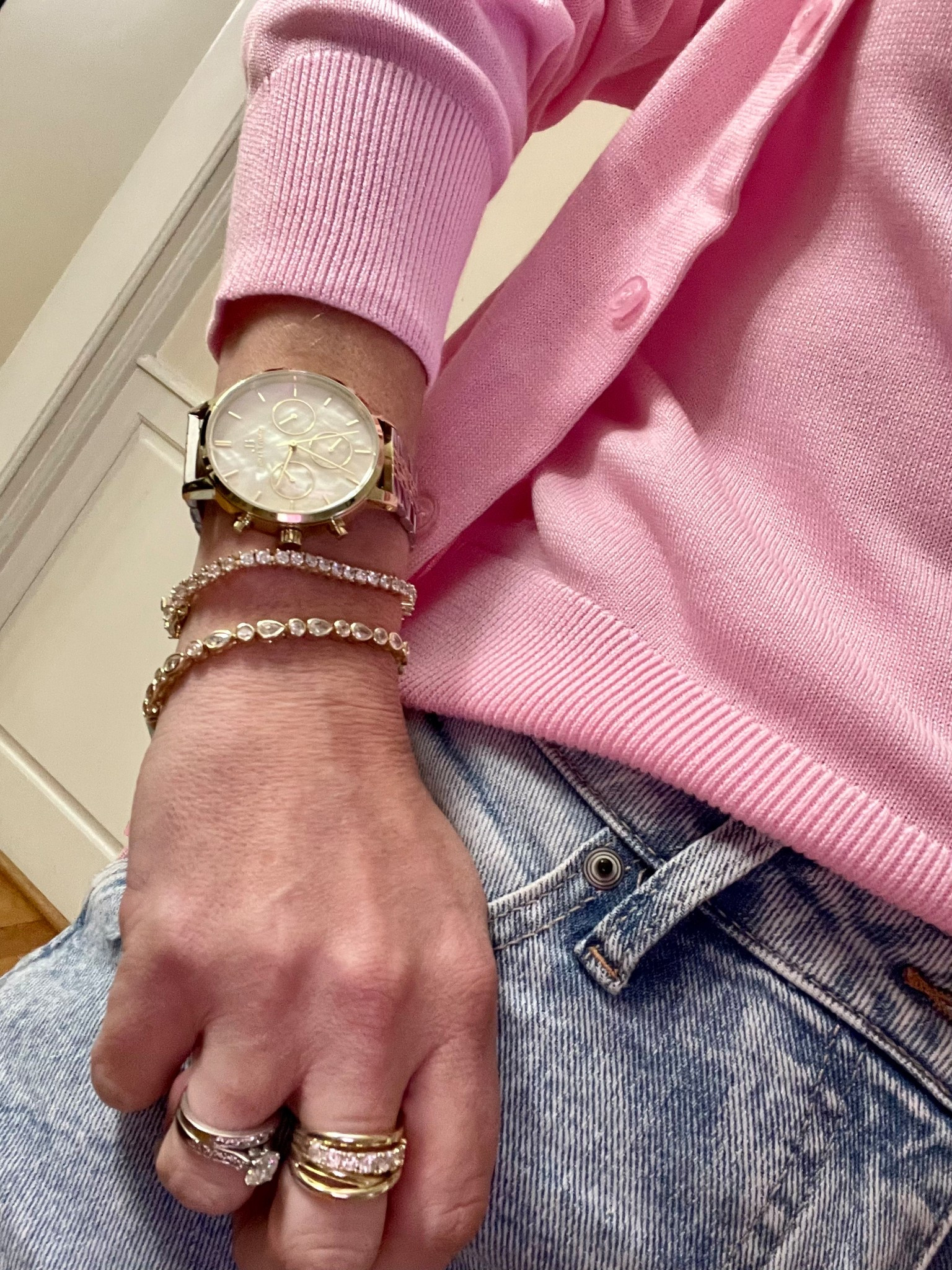 Use code ASHLEYBA for 10% off all my Melinda Maria jewelry!

A stacked wrist moment I’ll never get tired of! Gold, sparkle, and timeless style — perfect for leveling up any casual look!

Wearing:
• Watch: Abbott Lyon gold-tone oversized watch — elegant, everyday, and statement-making!
• Bracelets + ring: All from Melinda Maria — tennis sparkle, pavé bangles, and layered ring I wear on repeat!
• Sweater: Free Assembly cardigan from Walmart in Pink Pastel (under $20!)
• Denim: Classic light-wash wide leg for that soft, spring-ready vibe

This stack is giving high-low luxury in the best way!

#AbbottLyon #MelindaMaria #ASHLEYBA #JewelryStack #LTKjewelry #GoldAccessories #PreppyStyle #WalmartFashion #SpringStyle #LTKunder50 #WristStack #LTKspring


#LTKFindsUnder100 #LTKFindsUnder50 #LTKOver40