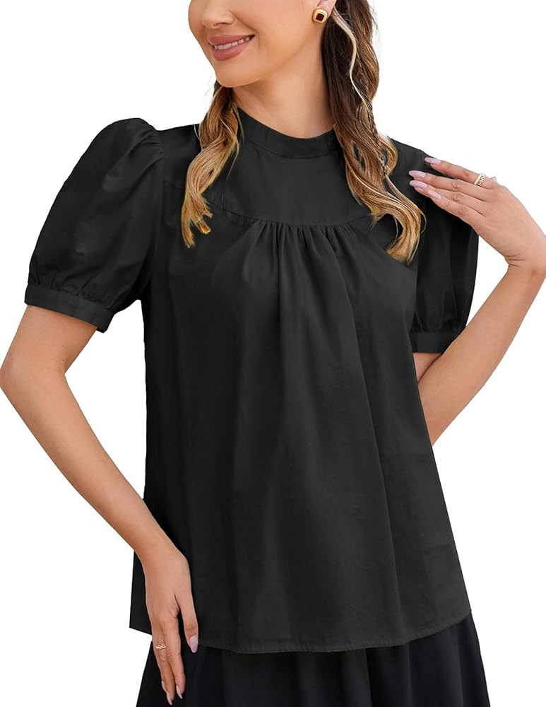 Scarlet Darkness Peasant Blouses for Women Cotton Puff Sleeve Victorian Blouse Tops | Amazon (US)