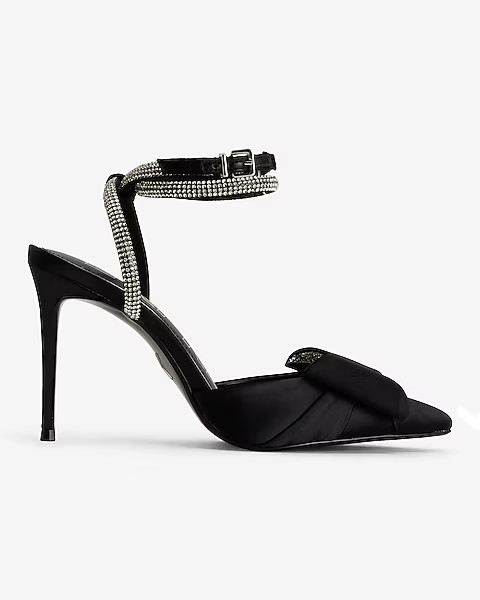 Rhinestone Bow Embellished Strap Pumps | Express
