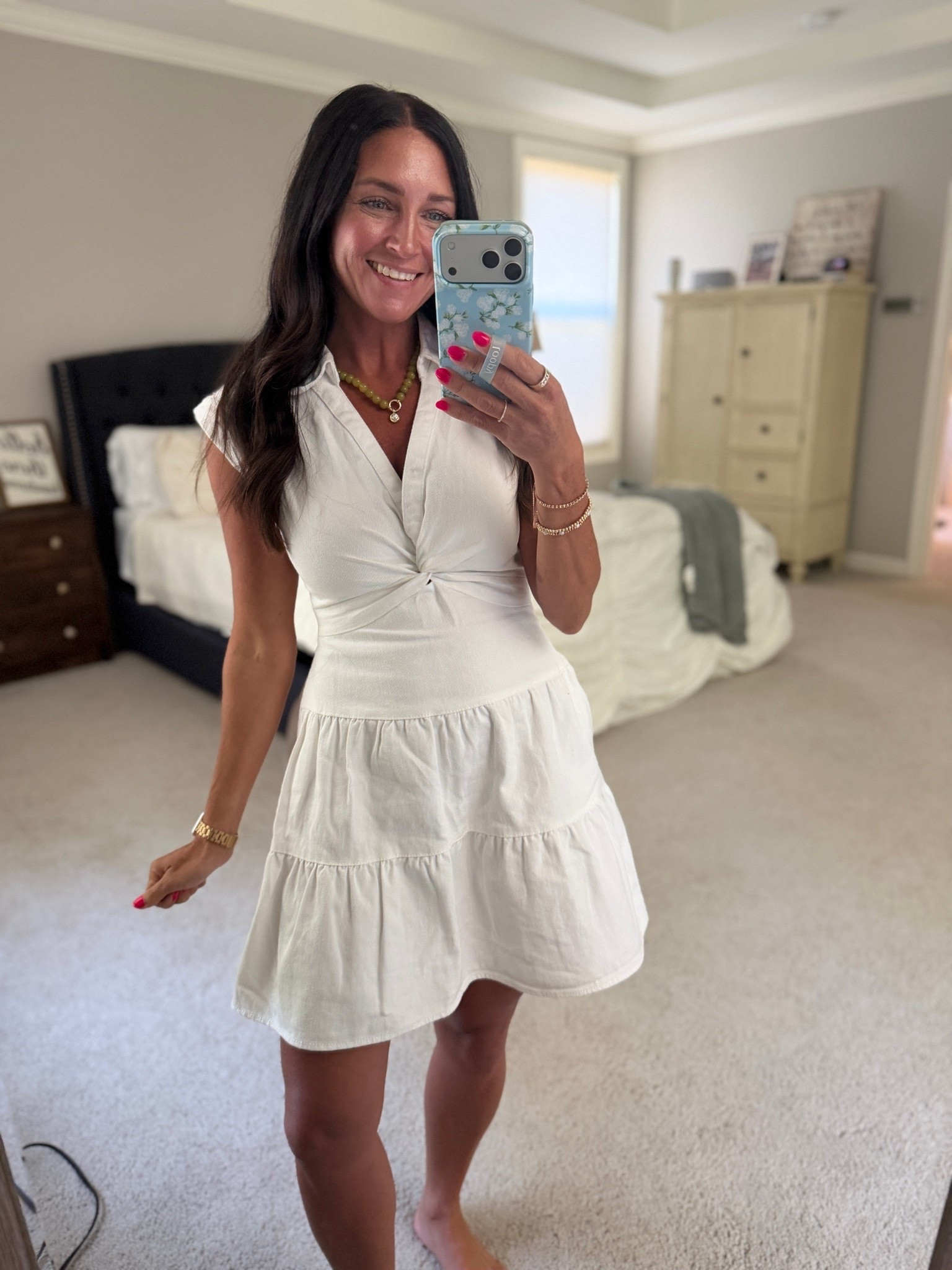 Church OOTD: white denim dress paired with this adorable beaded necklace that is a great fall transition!

#LTKPetite