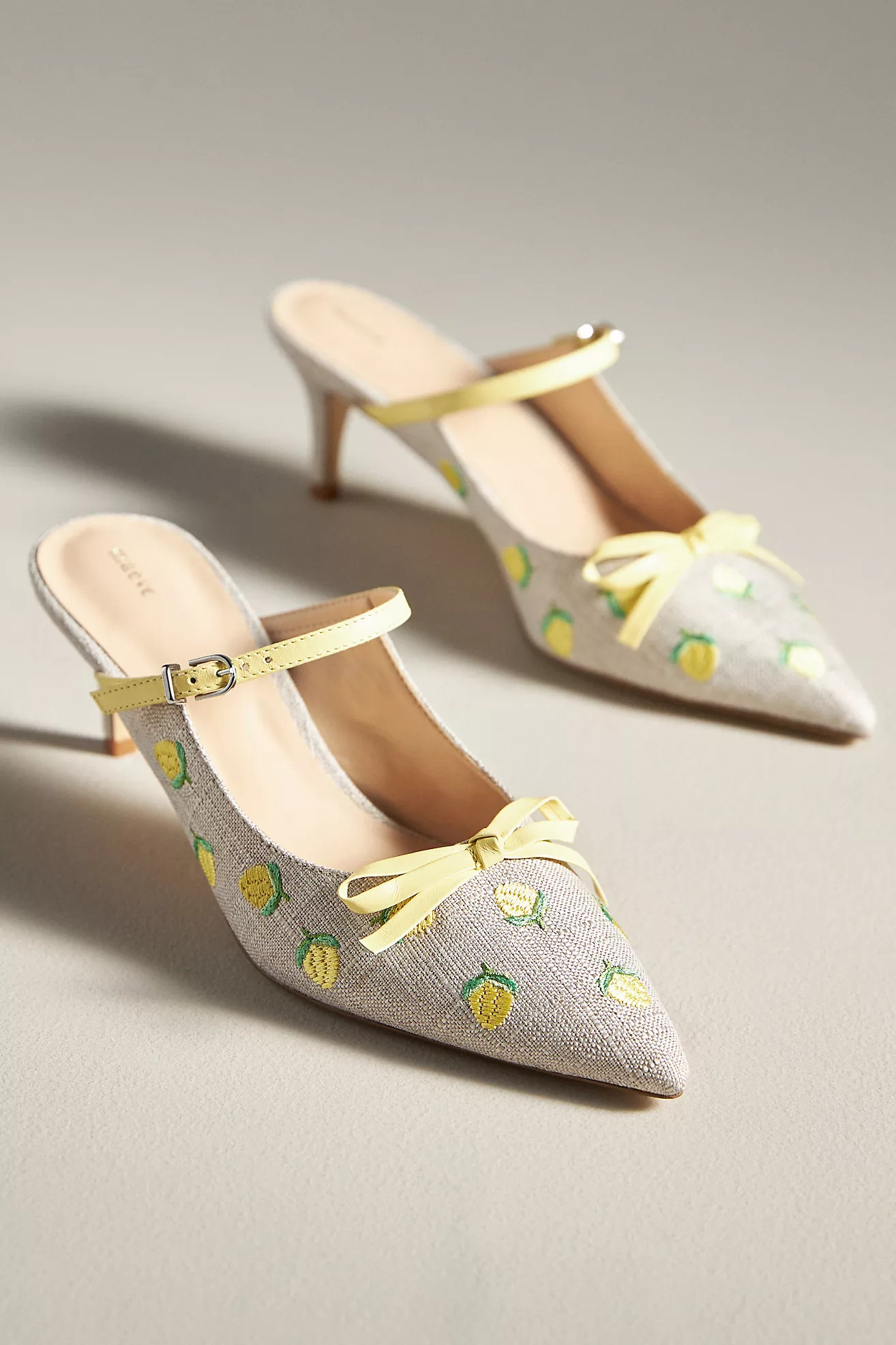 Maeve Bow Kitten-Heel Mules | Anthropologie (US)