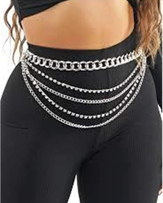 Bodiy Multilayer Waist Chain Belt Cuban Crystal Sparkly Belly Chains Rave Body Jewelry Accessorie... | Amazon (US)